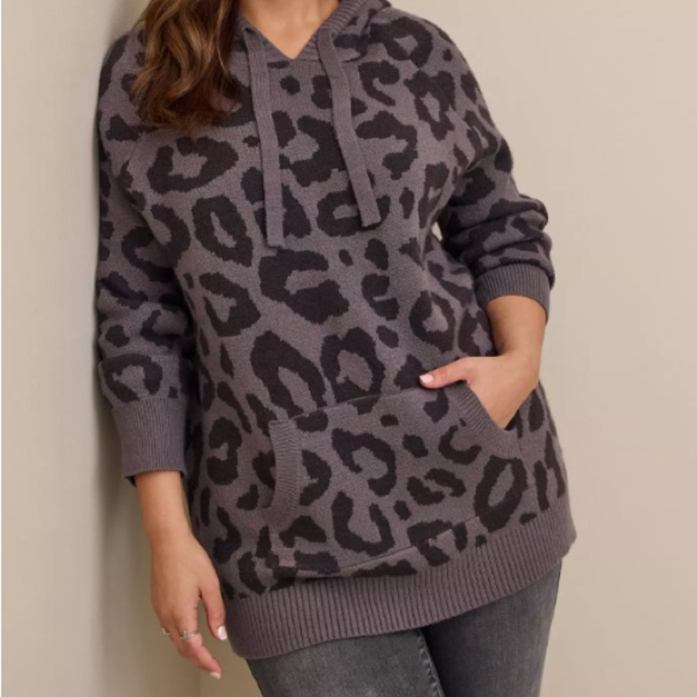Torrid Jacquard Pullover Hooded Sweater - Size 1